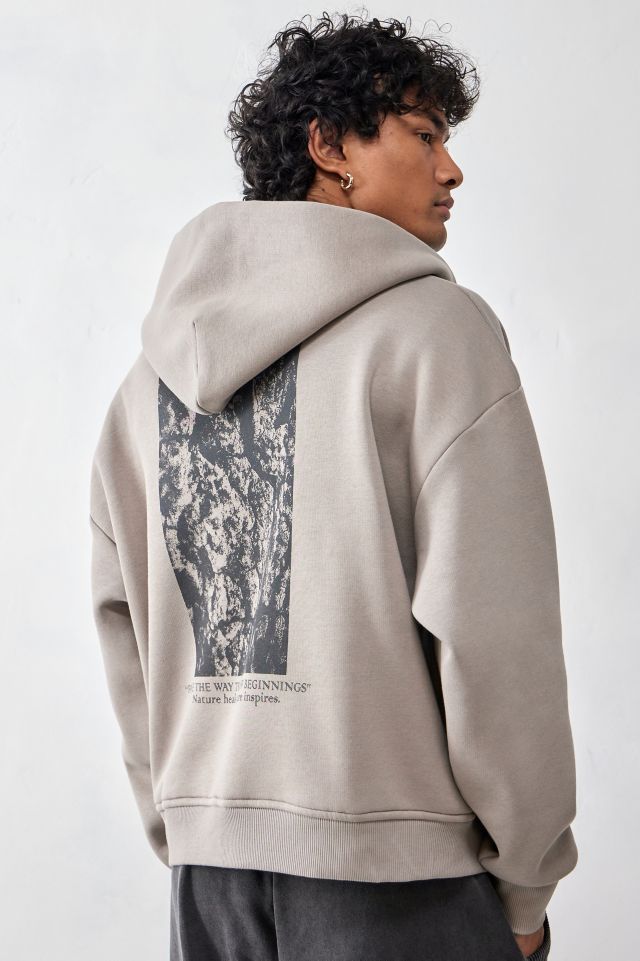 Long grey zip outlet up hoodie