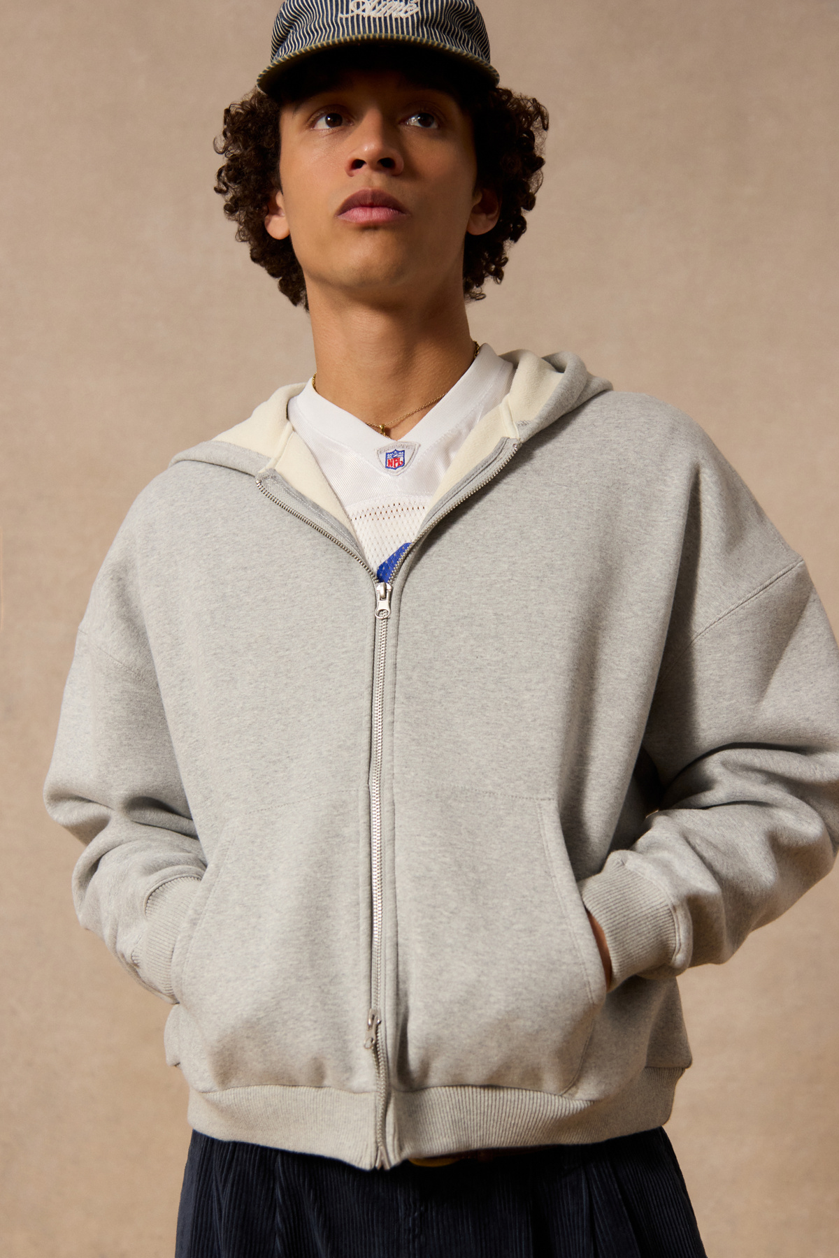 Loom Grey Borg Lined Zip-Up Hoodie