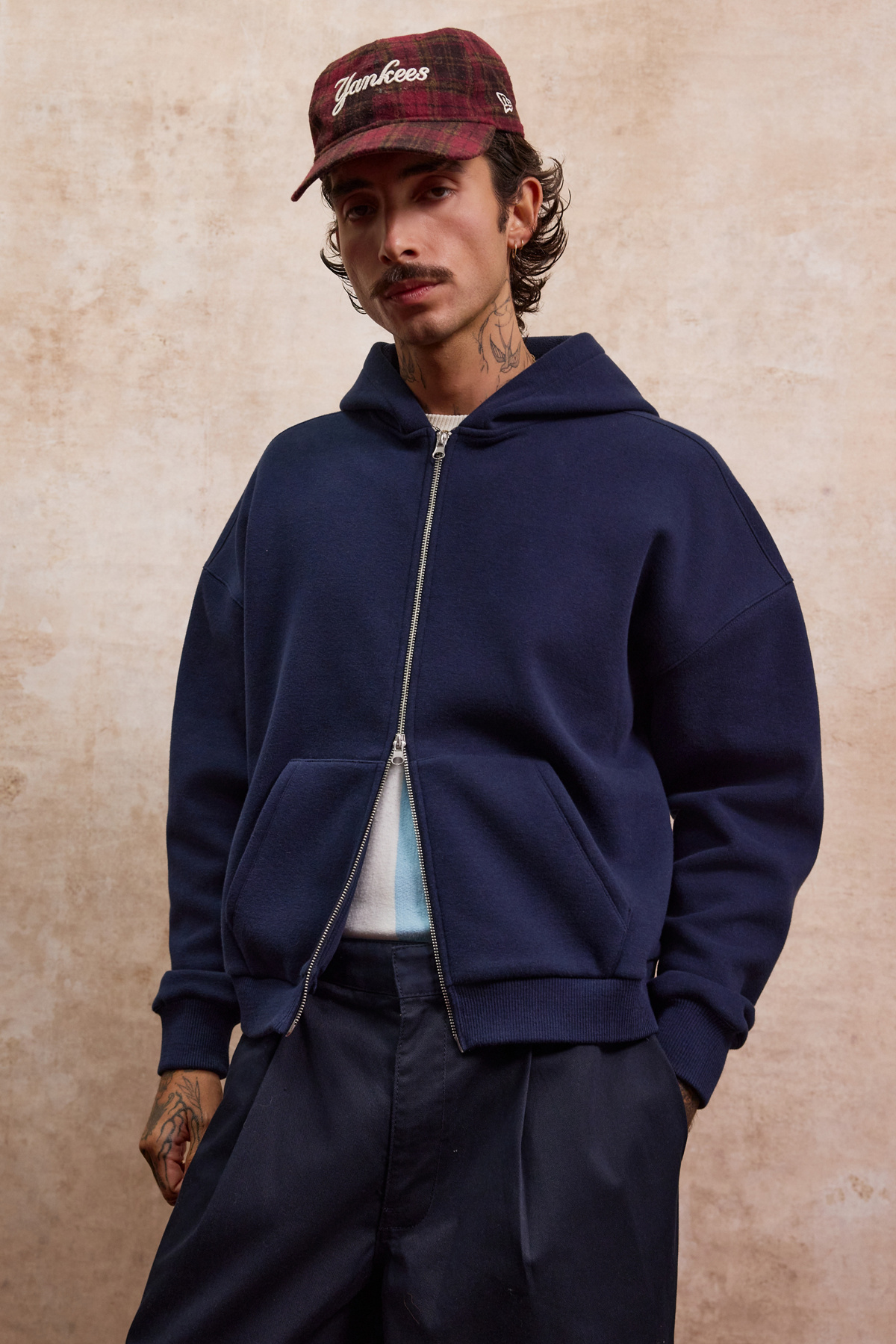 Loom Navy Borg-Lined Zip-Up Hoodie