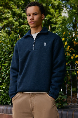 Ayker Navy Quarter Zip Fleece - Navy S at Urban Outfitters