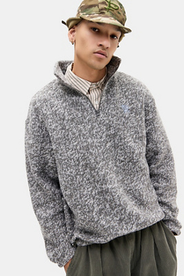 Ayker Grey Textured Fleece - Grey 2XS at Urban Outfitters