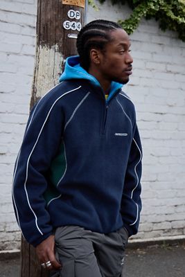 iets frans... Marineblaues & Grünes Panel-Fleece
