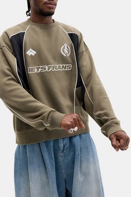 iets frans... Khaki Sweatshirt mit Paspeln