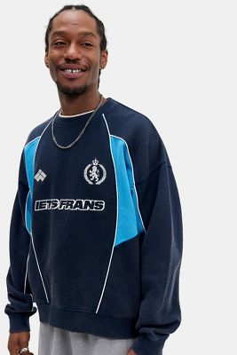 iets frans... Navy Piped Sweatshirt