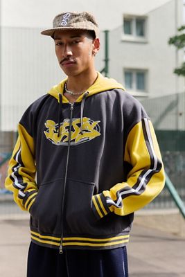 iets frans... Marineblau & Gelb Colourblock Zip-Kapuzenjacke