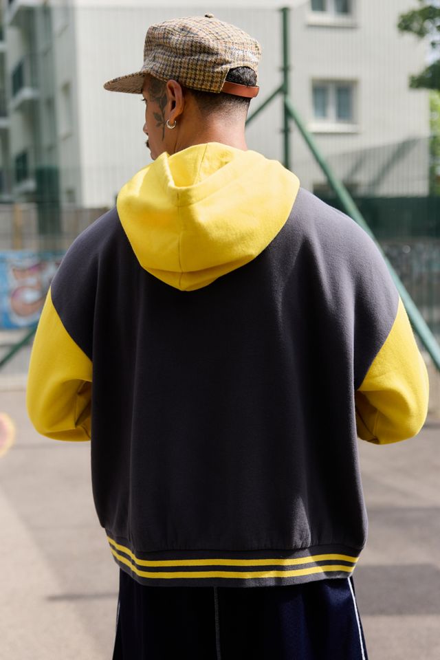 iets frans... Sweat à capuche zippé bleu marine et jaune à blocs de couleurs #4