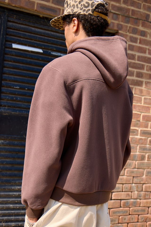Loom Braune Waffel-Fleece-Gefütterte Zip-Kapuzenjacke #2