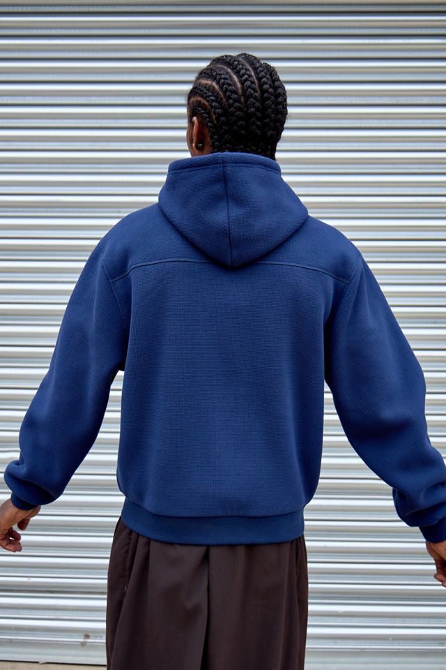 Loom Navy Waffle Fleece Lined Zip-Through Hoodie #3