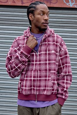 iets frans... Purple Borg Check Hooded Fleece
