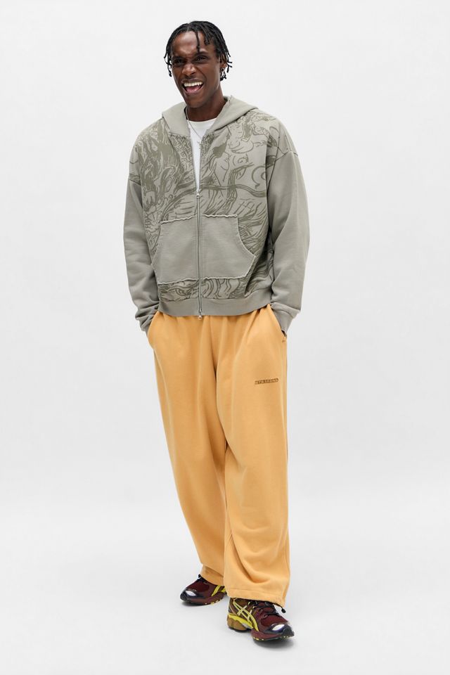 UO Khaki Dragon Print Zip-Through Hoodie #1