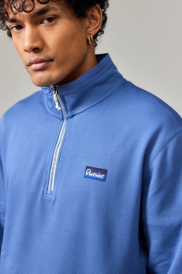 Penfield Maglione con zip a un quarto blu polvere #1