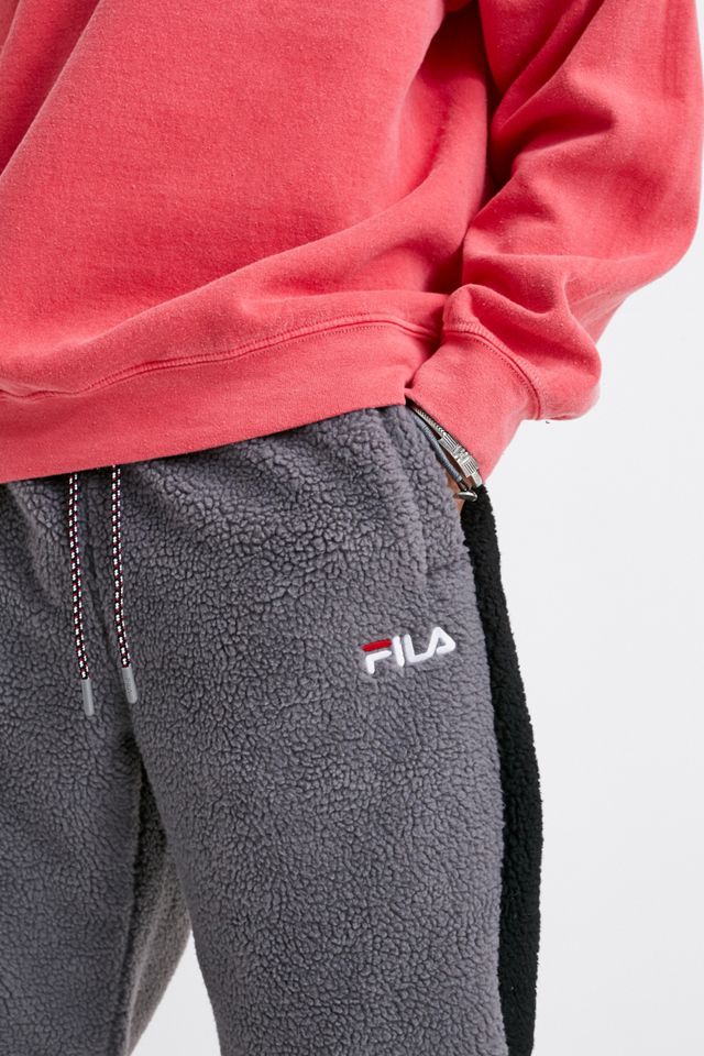 FILA - Pantalon de jogging polaire noir et gris à contrastes de couleurs #1