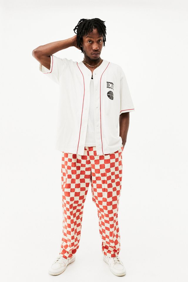 UO Orange Scacchiera Stampa Pantaloni Da Spiaggia #1