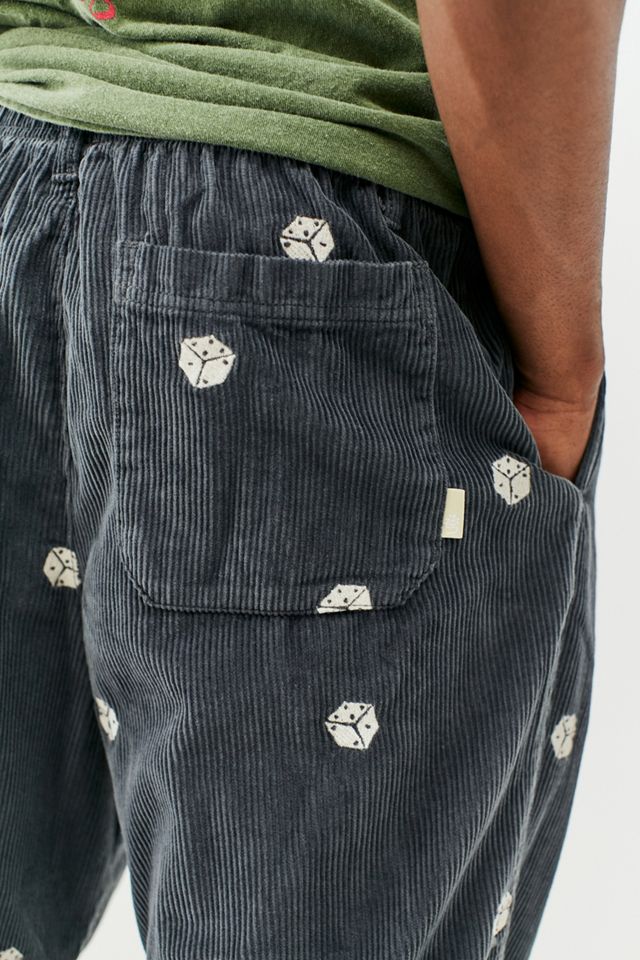 UO Black & White Dice Ricamato Pantaloni da Spiaggia in Velluto a Coste #3