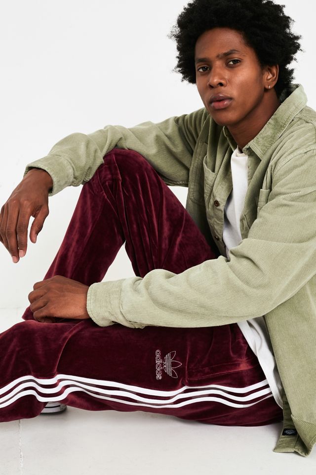 adidas Beckenbauer Maroon Velour Track Pants | Urban Outfitters UK