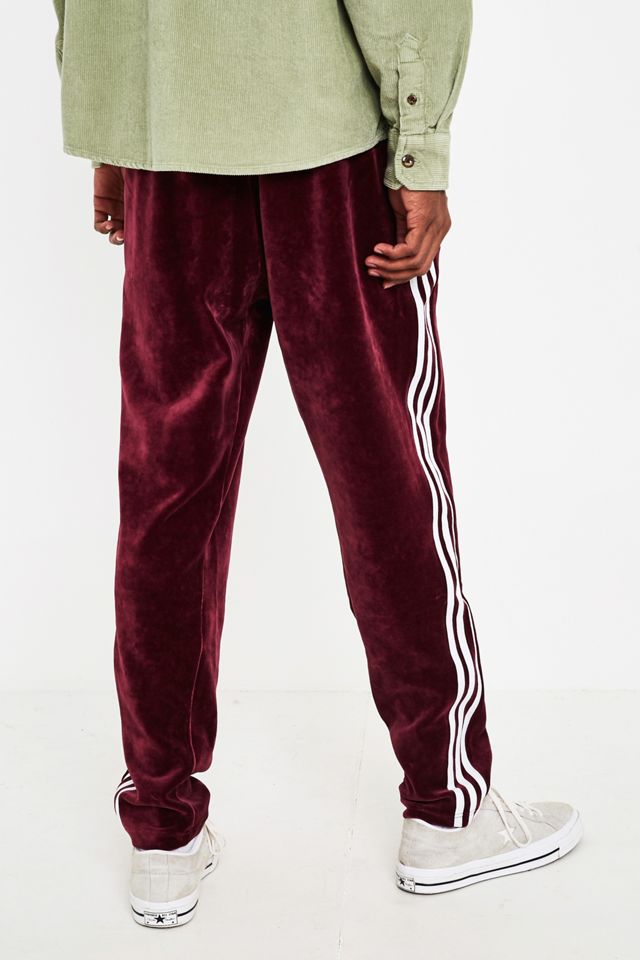 adidas Beckenbauer Maroon Velour Track Pants | Urban Outfitters UK