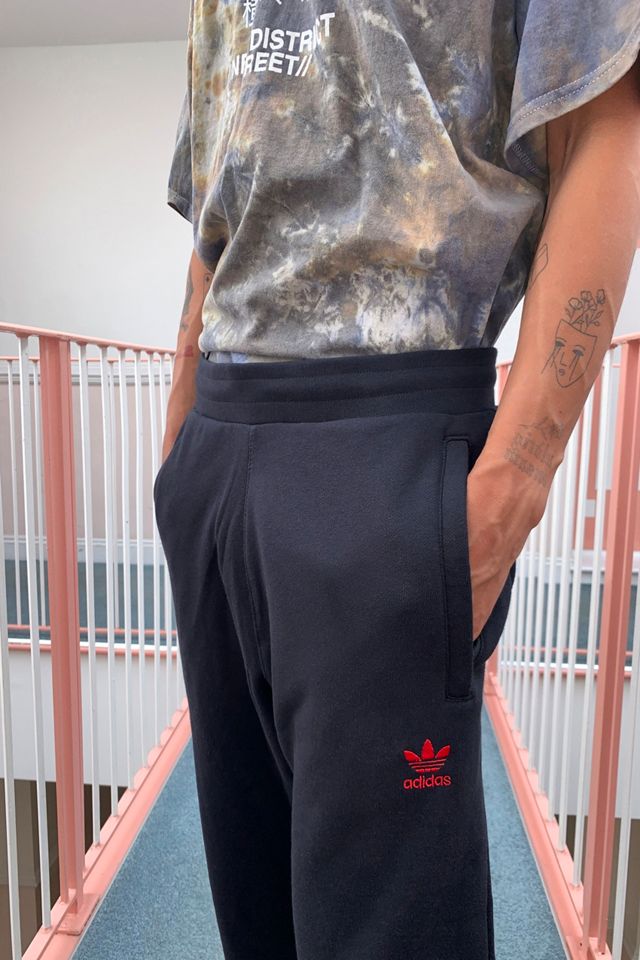 adidas Essentials Black and Red Track Pants #2