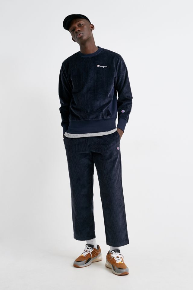 Champion Navy Straight Corduroy Trousers Urban Outfitters UK