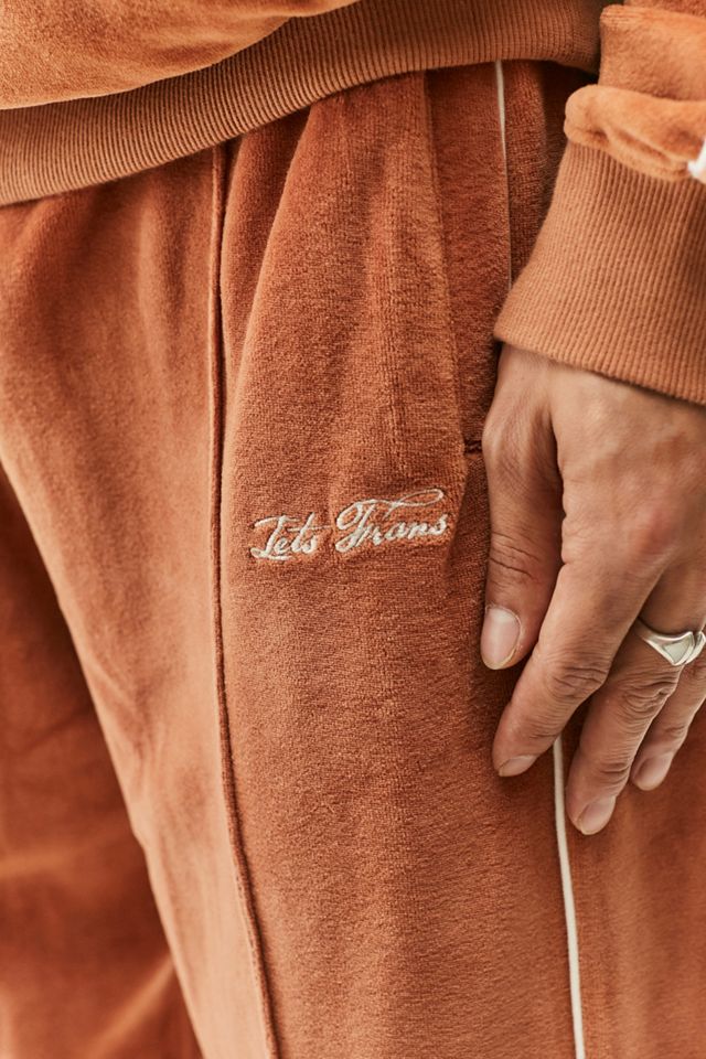 iets frans... Tan Velour Track Pants #1