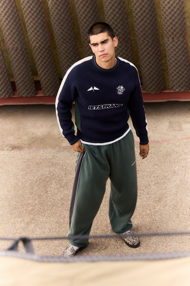 iets frans... Green & Navy Harri Panelled Joggers #1