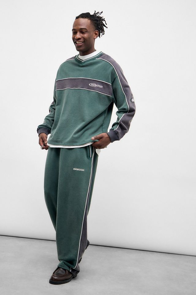 iets frans... Green & Navy Harri Panelled Joggers #5