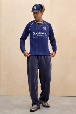 iets frans. Navy Harri Corduroy Jersey Joggers - Navy M at Urban Outfitters