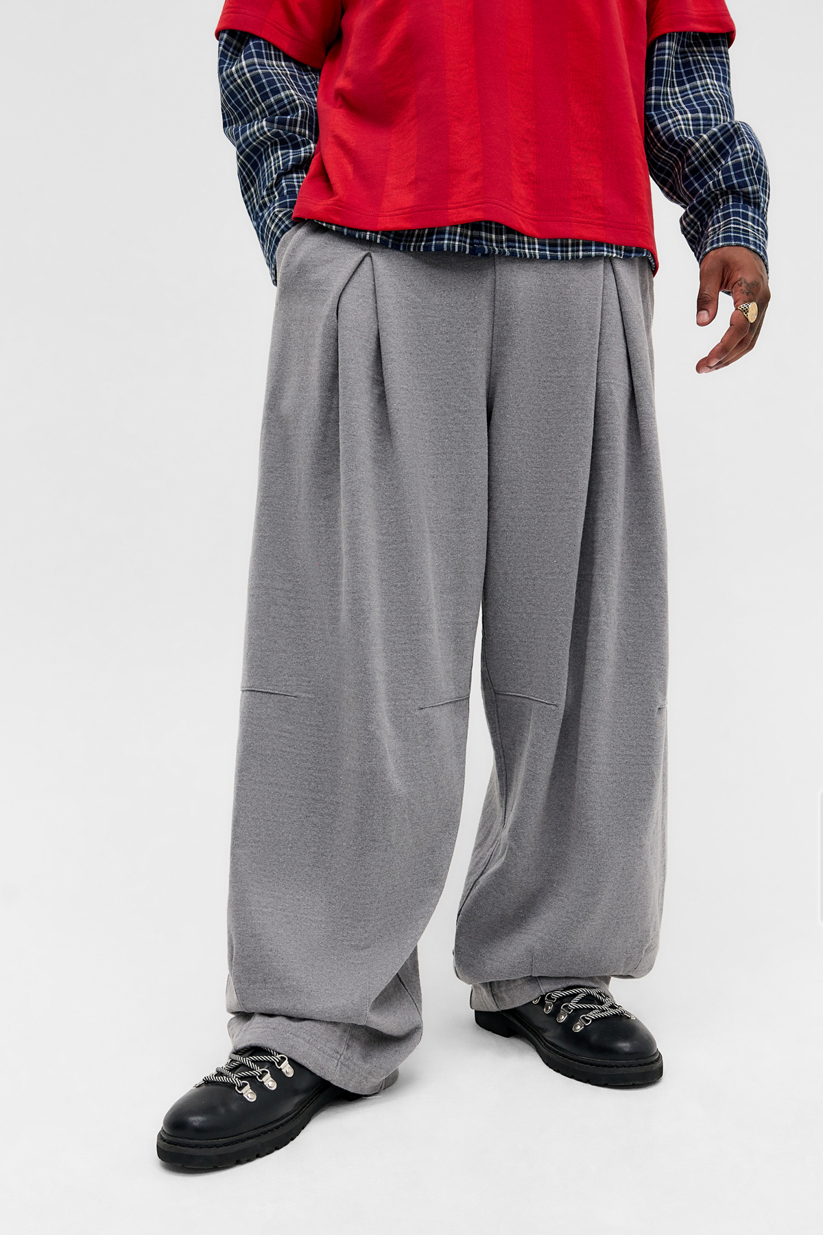 iets frans.. Grey Rudi Box Pleat Joggers
