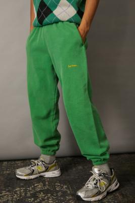 green paper bag trousers