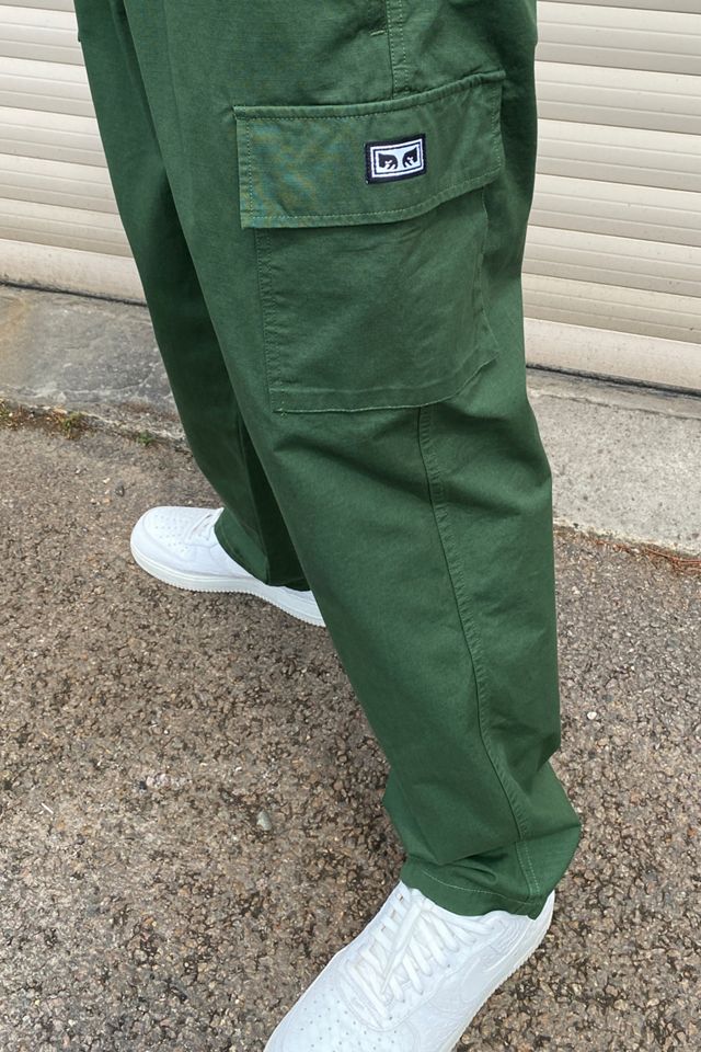 OBEY Men's Big Boy Green Cargo Trousers Urban Outfitters UK