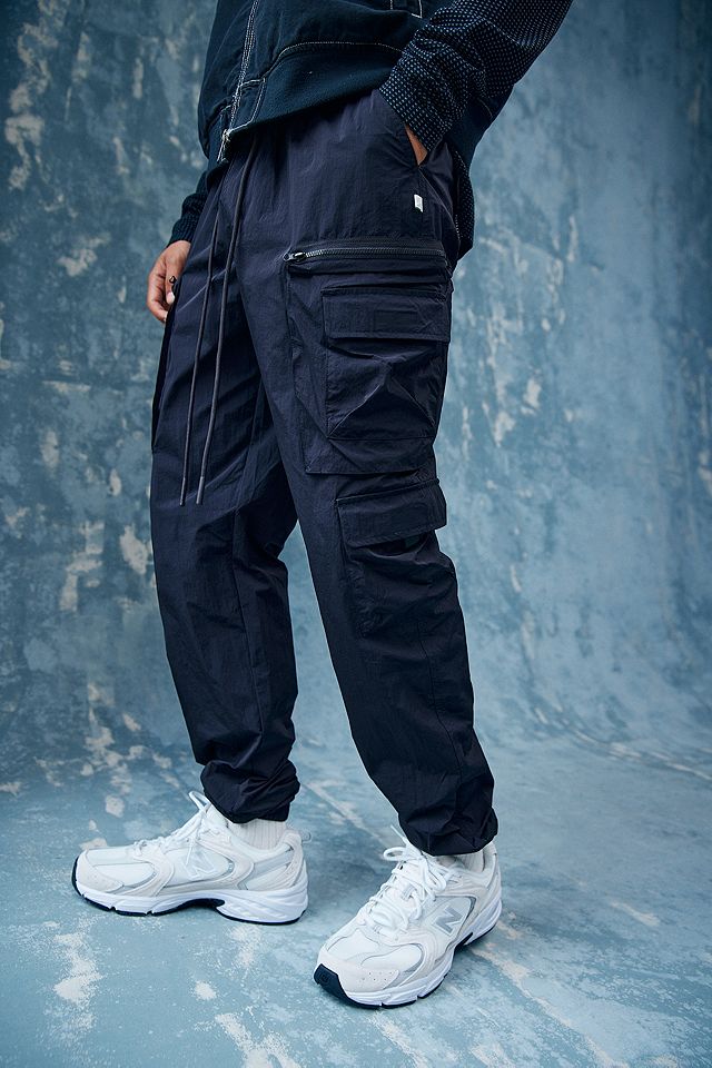 Standard Cloth Black Crinkle Nylon Cargo Pants