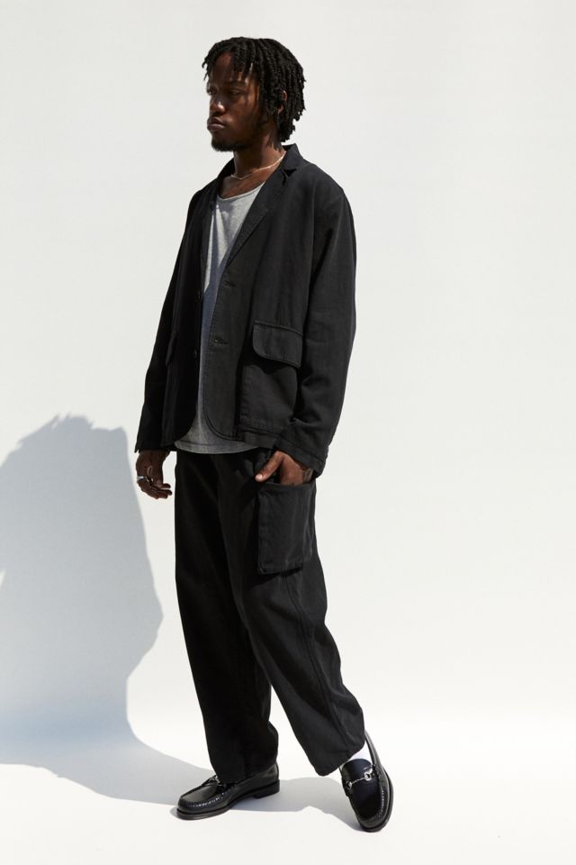 Loom Washed Black Linen Cargo Trousers | Urban Outfitters UK