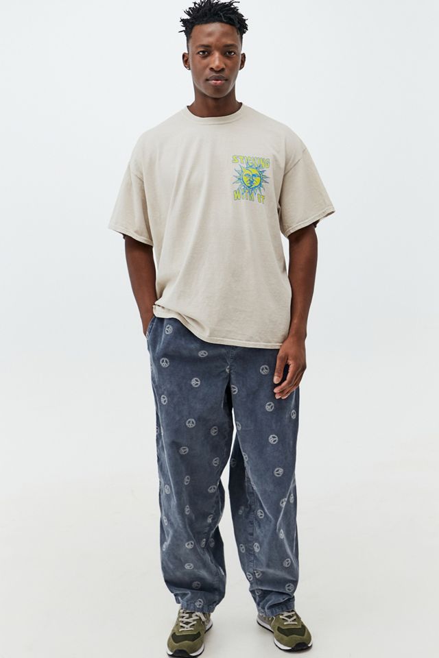 BDG - Pantalon flood brodé signe de la paix bleu #1