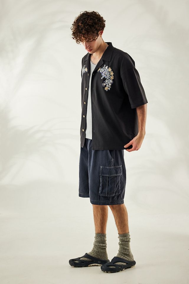 BDG Pantalones cargo negros con cremallera lavados #1