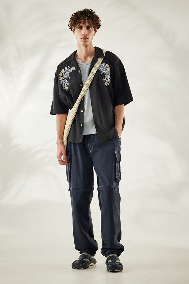 BDG Pantalones cargo negros con cremallera lavados #2