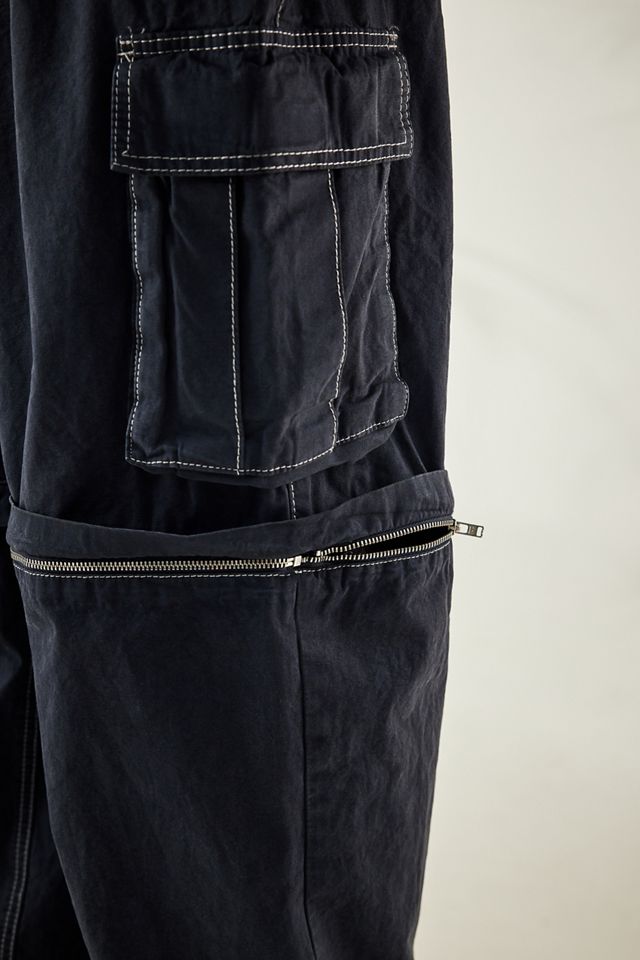 BDG Pantalones cargo negros con cremallera lavados #5