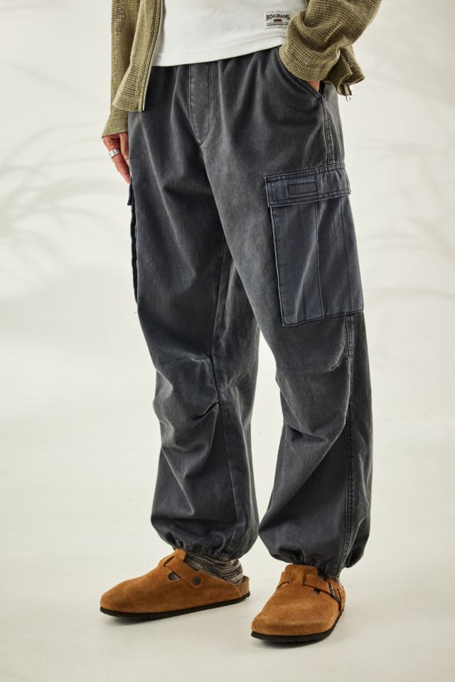 BDG Washed Black Herringbone Contrast Pocket Cargo Pants | Urban ...