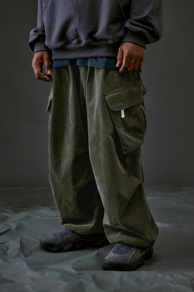 Anglan Khaki Corduroy Balloon Cargo Pants