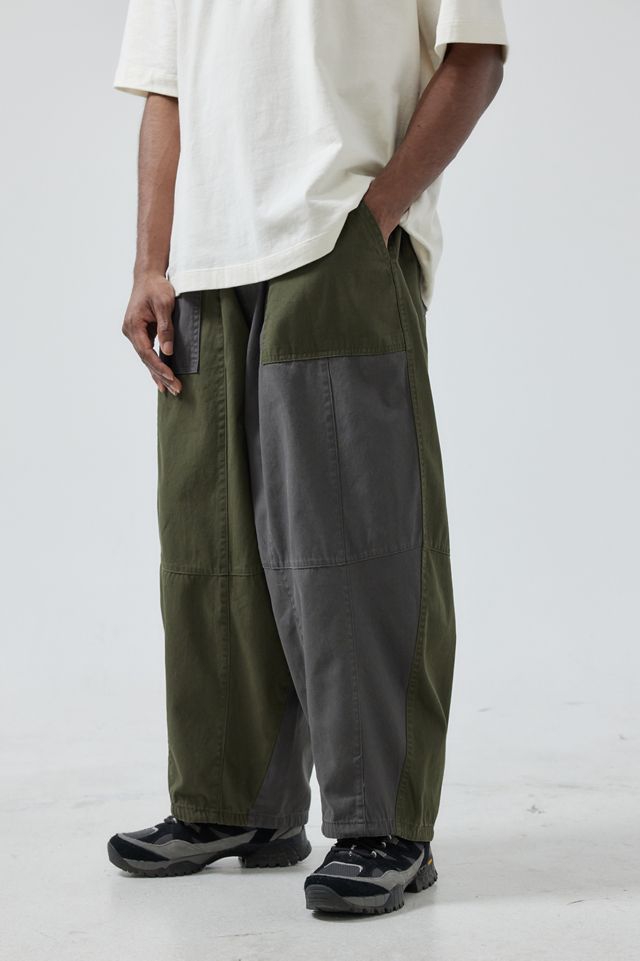 【ANGLAN】Palette Check Balloon Pants Twill Cotton Belt Balloon Pants – Beige - Uncle Otis