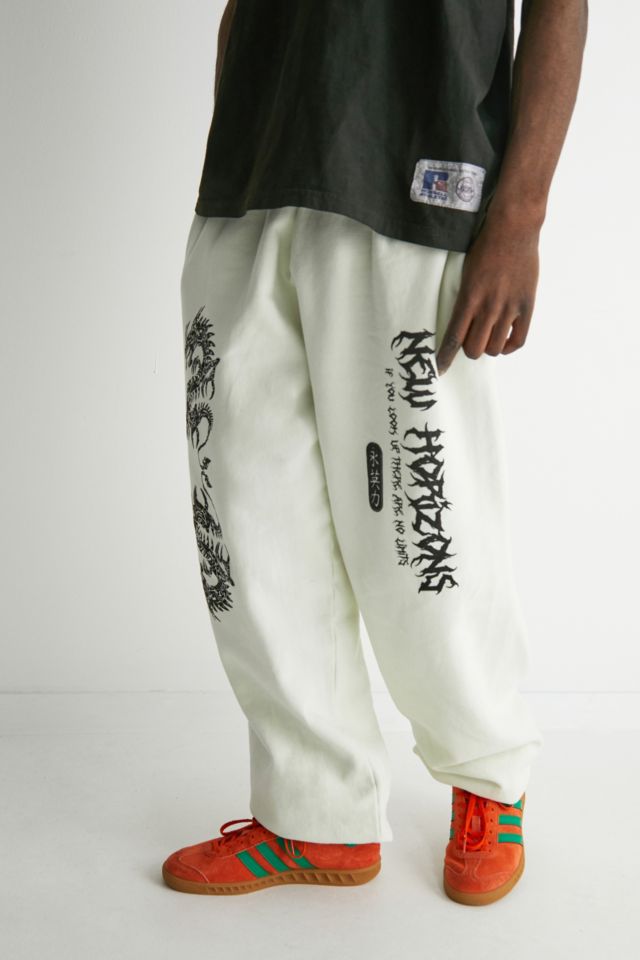 UO Ecru Dragon Print Joggers | Urban Outfitters UK