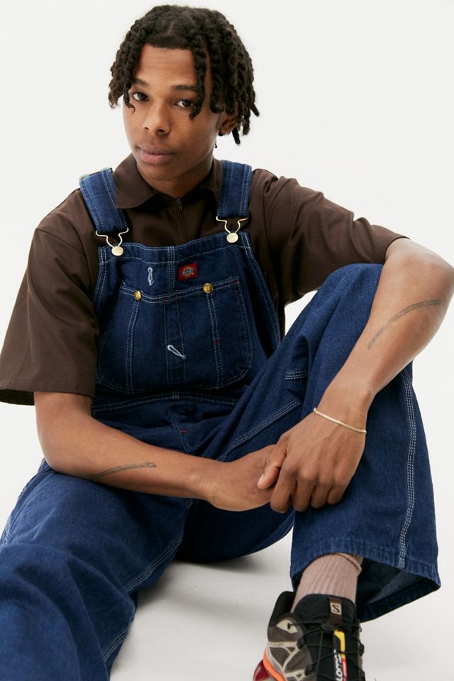 Dickies Men's 100 Year Double Knee Denim Bib Overalls in Indigo Blue