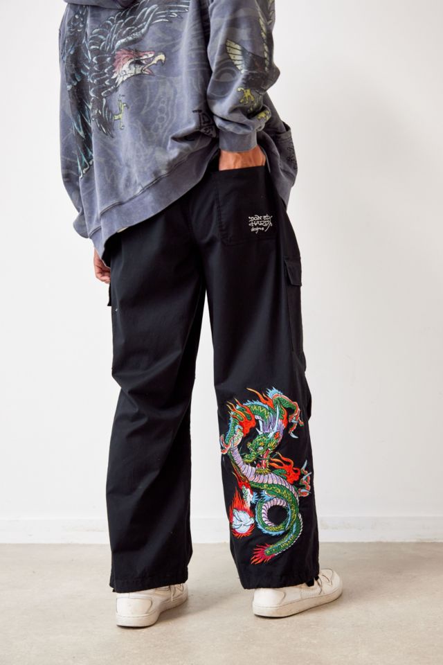 Ed Hardy UO Exclusive Embroidered Dragon Cargo Pants