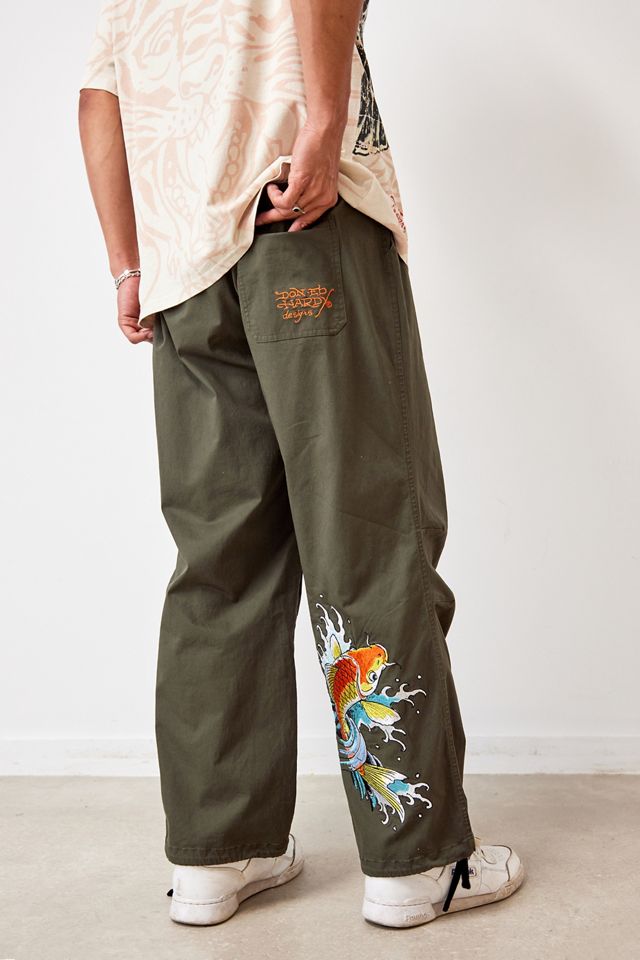 Ed Hardy UO Exclusive Embroidered Koi Cargo Pants | Urban