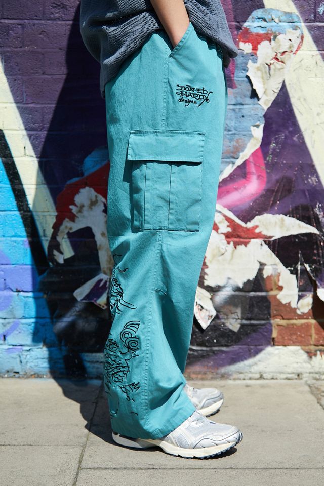 Ed Hardy UO Exclusive Blue Tonal Dragon Cargo Pants #2