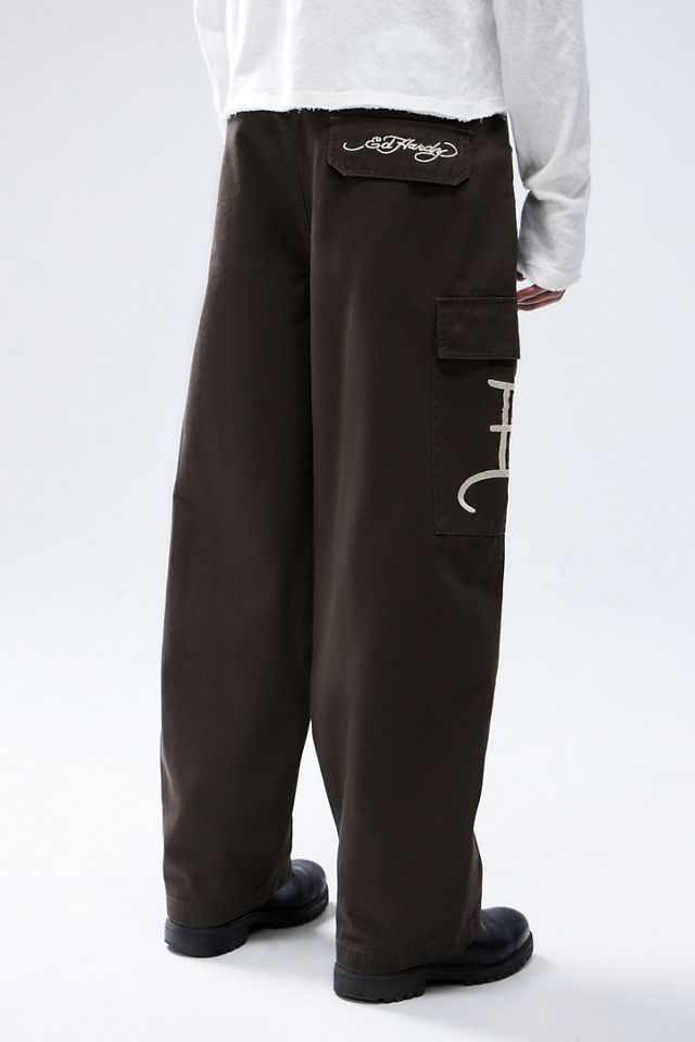 Pantaloni Cargo Marrone Lavato Esclusiva UO Ed Hardy #3