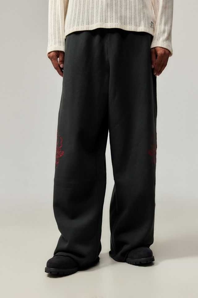 Ed Hardy UO Exclusive Black Dragon Wide Joggers