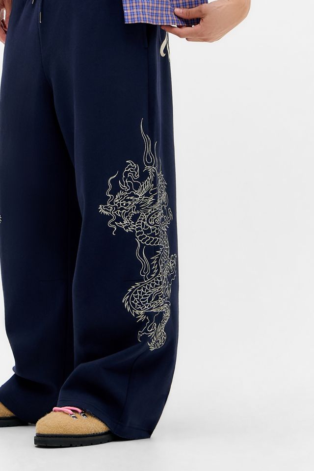 Ed Hardy Pantaloni della tuta a gamba larga Blue Dragon esclusiva UO #3