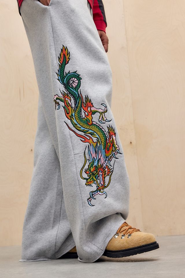Ed Hardy UO Exklusive Graue Mehrfarbige Drachen Jogginghose #1