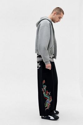 Ed Hardy UO Exklusive Schwarze Bestickte Ripstop-Cargohose