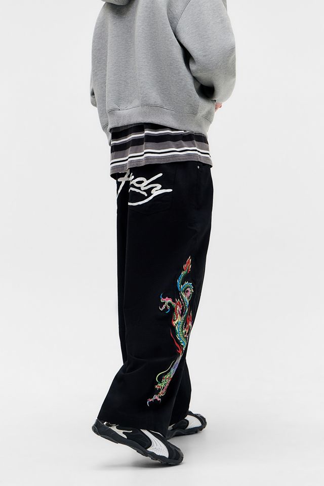 Pantalones Cargo de Lona Ripstop Bordados en Negro Exclusivos de Ed Hardy UO #4