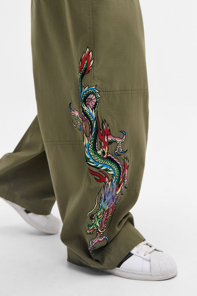 Pantalones Cargo de Lona Ripstop Verde Bordados Ed Hardy Exclusivos de UO #1